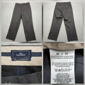 Dockers D3 Classic Fit Dress Pants Mens 32x30 Gray Work Casual